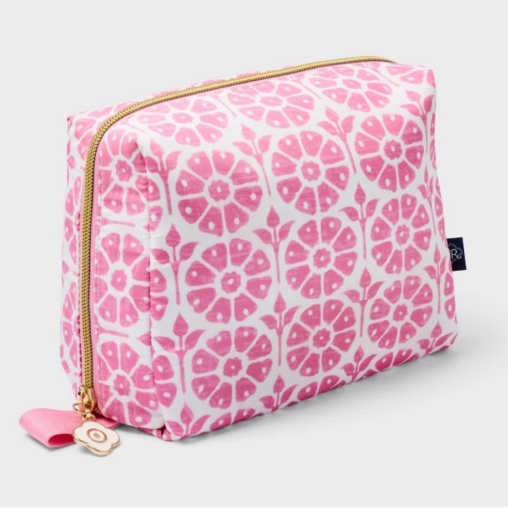 Roller Rabbit x Target Collab  Pink Cosmetic Pouch with Gold Zipper